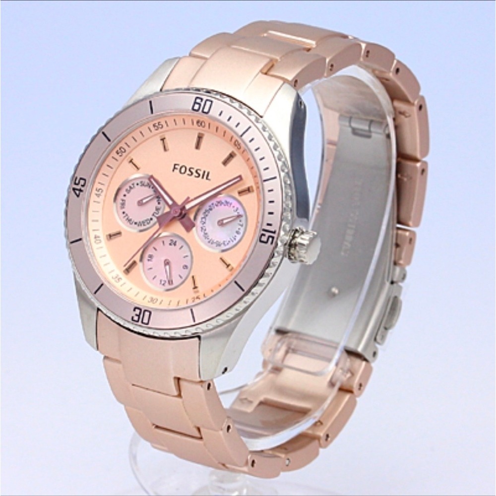 Fossil ES3037 Stella Chronograph Stella Blush Stainless Steel Bracelet Watch 37m - Picture 3 of 12
